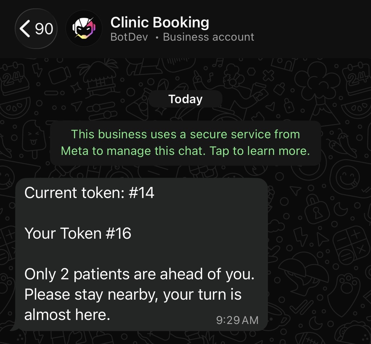 Almost your turn WhatsApp notification